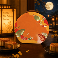 Boîte en fer blanc pour gâteaux de lune de la Fête de la Mi-Automne, motif lapin et lune, gaufrage 3D, emballage cadeau