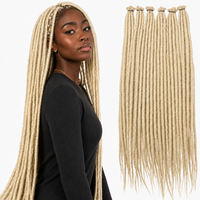 Extensions de dreadlocks noires de 24 pouces, 20 mèches, locs au crochet, tissage simple fait main, cheveux synthétiques, tresses Reggae