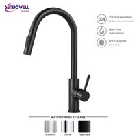 Robinet de cuisine moderne en acier inoxydable finition noir mat avec douchette extractible à double fonction