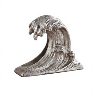 Porta Servilletas Metálico con Diseño de Olas Oceánicas, Textura Fundida, para Cocina, Comedor, Vajilla, Pedidos al por Mayor - Product Image 1