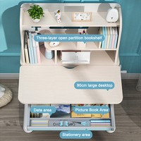 Ensemble Chaise et Bureau d'Étude pour Enfants Réglable en Hauteur (90 cm) avec Étagère à Trois Niveaux pour Salle de Tutorat à Domicile - Fournisseur Direct Usine