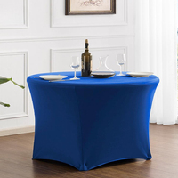Housse de table ronde extensible en gros, nappe élastique unie en polyester et spandex pour mariage, banquet, événement, fête