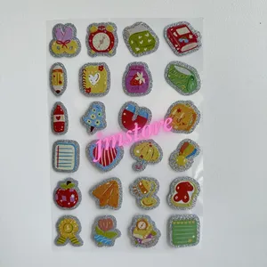 Pegatinas UV DTF con diseño de limón tropical, sandía y bebidas de verano, con purpurina plateada, autoadhesivas para vasos, portátiles y regalos - Product Image 1
