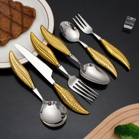 Hochzeitsfeier Feder-Keramikgriff Edelstahl-Besteck Dessert-Eiscreme-Löffel Gabel Messer Set Silberbesteck