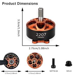 Ensemble de moteurs sans balais 2207 1960KV, en alliage d'aluminium, couleur noir-orange, 4 pièces avec vis et écrous pour modèle de Drone FPV de 5 pouces - Product Image 2