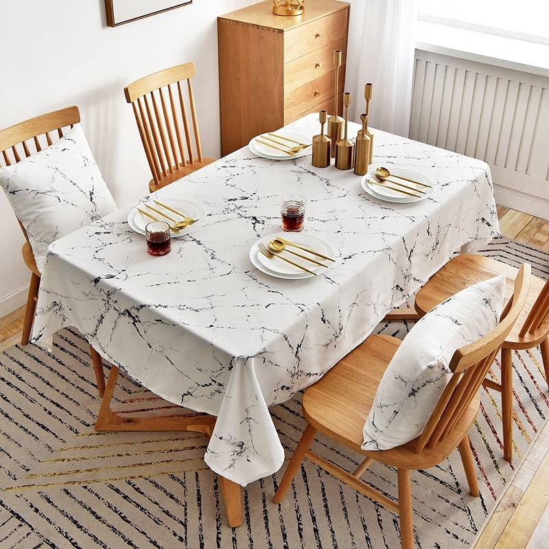 AUUXVA White Gold Marble Print Round Tablecloth - Elastic Edge, Waterproof, Fits 36-42 Inch Tables