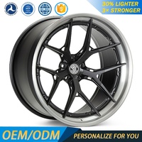 Jantes forgées Vossen personnalisées en 3 parties, aluminium poli noir, pour voitures de luxe et de performance, carrosserie large