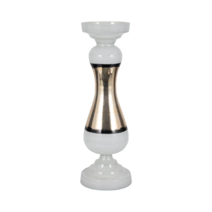 Portacandele a Colonna a Forma di Clessidra, Moderno Candelabro in Vetro per Arredamento Casa, Accenti Contemporanei (Coppia) - Product Image 1