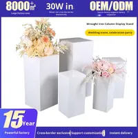 Accessoires de mariage, colonne carrée en fer forgé, support de table à dessert, scène, zone de réception, décoration, vitrine, arrangement de fête