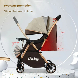 Passeggino <span class=keywords><strong>per</strong></span> <span class=keywords><strong>Neonati</strong></span> con Telaio in Metallo a Vista Alta, Posizioni Seduta e Sdraiata, Pieghevole, Design Portatile Bidirezionale, Carico 20KG - Product Image 4