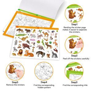 Ricerca personalizzata e trovare <span class=keywords><strong>libro</strong></span> adesivo per bambini giochi educativi giocattoli cercare e trovare animali sticker pad per bambini - Product Image 3