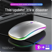 Mouse optik lampu latar RGB dua mode, Mouse optikal portabel ergonomis dapat diisi ulang USB antarmuka 3D untuk Gaming PC/Laptop