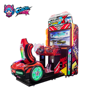 Machine de jeu d'arcade de course automobile à pièces, ludique et stimulante, pour parc d'attractions, simulateur de conduite amusant et coloré