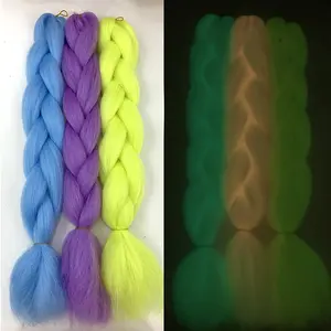 Free sample luminescence synthesis of giant braids with green fluorescent green woven hair in the dark attachment