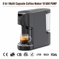 Machine à café expresso multifonction 9 en 1, compatible avec plusieurs dosettes, pour la maison et le bureau