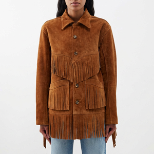 Veste en cuir à franges et en daim pour femmes originales de haute qualité Style Streetwear respirant vente chaude manteau pour femmes - Product Image 1