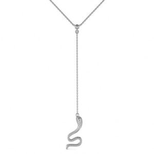 Collar Largo con Colgante de Serpiente y Cadena de Plata de Ley 925 con Circonitas 5A de Dylam Fashion para Mujer, Joyería Fina para Uso Diario - Product Image 1