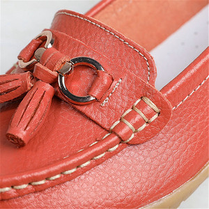 Chaussures plates en cuir véritable pour femme, grandes tailles 44, à talons plats et semelles souples, à enfiler, style « Mom Shoes », avec talon compensé pour l'équilibre - Product Image 4