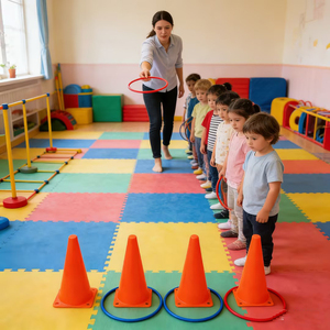 4 Barricadas Grandes con 3 Anillos Grandes para Niños, Juego Interactivo al Aire Libre para Padres e Hijos, Juguetes Deportivos Interactivos para Educación Temprana - Product Image 3