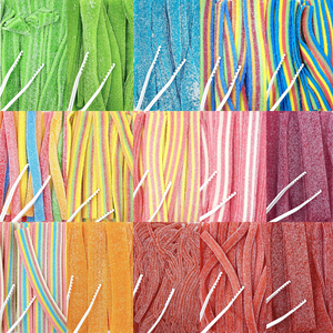 Custom 100g Mixed Fruit Sour Liquorice Chewy Gummy Strip Yummy Multicolor Sour Belt <strong>Candy</strong> with Fruit Flavored Halal Certified - Product Image 3