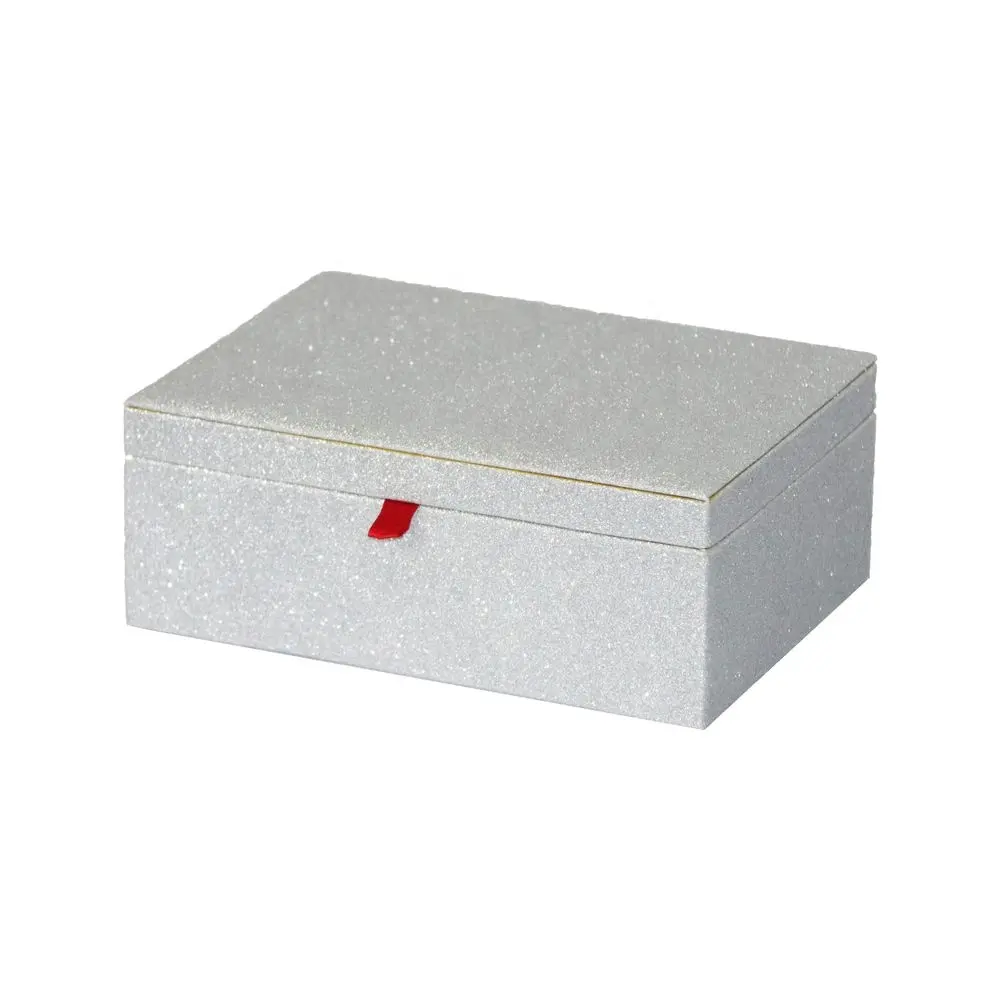 Toptan Bling tasarım özel etiket takı saklama kutuları kırmızı kadife astar