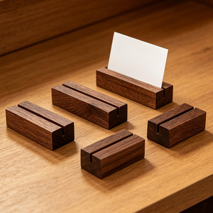 Walnut Sapele Base Card Holder <b>Desk</b> Organizer Business Card Stand Wooden Note Holder Office Desktop Accessory - Product Image 1