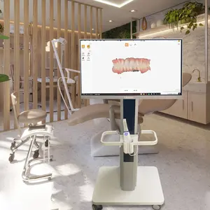 Vendas integradas do carrinho da exploração oral dental da mobília do hospital do carro com equipamento do trole do computador do tela táctil
