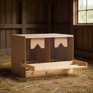 Nido de pino macizo para gallinas ponedoras, 2 compartimentos, 24.8x15.7x17.7 pulgadas, para la puesta de huevos - Product Image 2