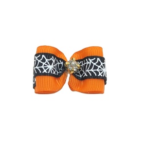Mini Fiocco per Cani Stile Boutique, Decorazione 'Spin Me a Web' per Halloween, Stile Inglese, in Poliestere con Strass - Product Image 1