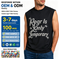 Débardeurs pour hommes personnalisés en coton biologique 100% 220 grammes, sans manches, avec logo personnalisé en strass, noirs, décontractés, surdimensionnés