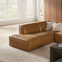 Canapé modulaire de luxe sur mesure en L, en cuir véritable, éponge haute densité, design de style européen, texture raffinée, passepoil contrastant pour
