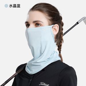 Masque en soie glacée pour femme, protection solaire UV, fin, pour le cyclisme, le golf, avec couvre-oreilles et voile intégral - Product Image 4