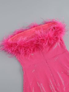 Abito da giorno formale in tessuto pettinato tinta unita, modello tubino con spacco, lunghezza al ginocchio, con piume, traspirante, taglie S/M/L, vita naturale, lavabile, estivo - Product Image 4