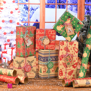 <b>Christmas</b> <b>Wrapping</b> <b>Paper</b> Kraft <b>Paper</b> 50x70cm Retro Design For Holiday <b>Gift</b> Packaging - Product Image 1
