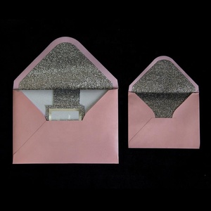 Pocketfold Style romantique rose paillettes papier Invitation poche <span class=keywords><strong>mariage</strong></span> baptême invitation - Product Image 2