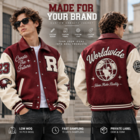 Blouson universitaire vintage personnalisé en feutre avec broderie chenille et sergé, style baseball, pour l'hiver – Fabricant