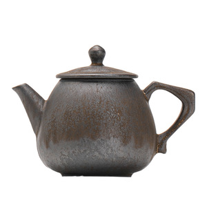 Théière en céramique rustique rétro avec couvercle, poignée latérale et filtre, petite taille, pour service à thé Kung Fu, usage domestique ou bureau - Product Image 5