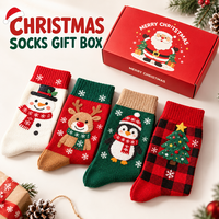 Coffret Cadeau de Chaussettes de Noël Personnalisées – Bonhomme de Neige, Renne, Pingouin, Sapin de Noël – Chaussettes Jacquard pour Fêtes de Fin d'Année, Cadeau Familial, Vente en Gros