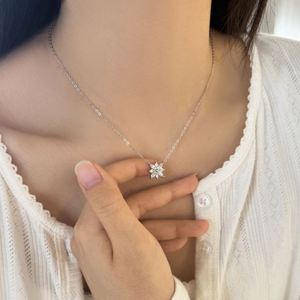 Dylam Fine Jewelry Factory Fabricant Fournisseur Personnalisable S925 Chaîne à maillons en argent 5A Zirconia Snowflake Pendant Colliers - Product Image 6