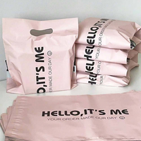 Sac d'expédition personnalisé avec logo imprimé, rose mat, en polyéthylène imperméable, réutilisable et recyclable, avec poignée, pour vêtements, colis et envois postaux