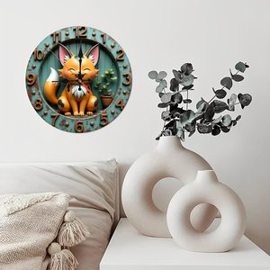 Round Wooden Wall Clock 25x25Cm <b>Retro</b> Farmhouse Silent Non Ticking Living Room <b>Decor</b> - Product Image 2