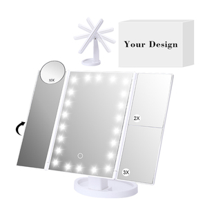 LED Foldable Makeup Vanity <b>Mirror</b> Touch Dimmable Cosmetic <b>Mirror</b> USB Rechargeable Portable - Product Image 1