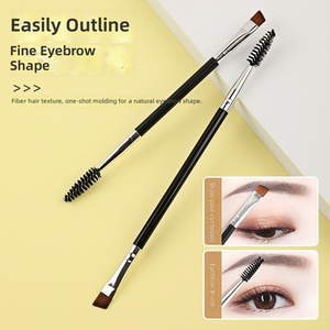 Double Ended Spiral Eyebrow Brush Soft Bristles Plastic Handle Angled Flat Head Eyebrow Grooming Eye Makeup Tool - Product Image 3
