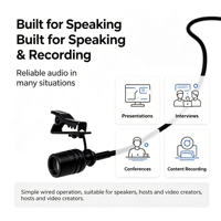 Microphone Lavalier Unidirectionnel 8mm avec Clip pour Enregistrement Vidéo de Conférence Équipement Audio Professionnel