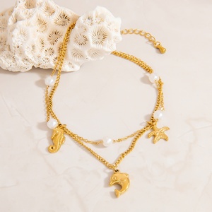 Double-Layered 18k <b>Gold</b> Stainless Steel <b>Anklet</b> Color-Retaining Three-Dimensional Foot Ornament with Delicate Design - Product Image 3