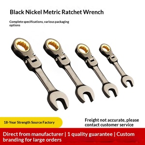 WORKPRO 8 Piece Flex Head Stubby <b>Ratcheting</b> Combination Wrench Set Metric 9-17 mm 72-Teeth CRV Nickel Plating Rolling Pouch - Product Image 3