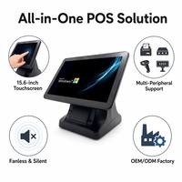 Terminal POS Todo en Uno con Pantalla Táctil de 15.6 Pulgadas, Windows 10/11, 4GB+64GB, Sin Ventilador, Compatible con Múltiples Periféricos, OEM/ODM