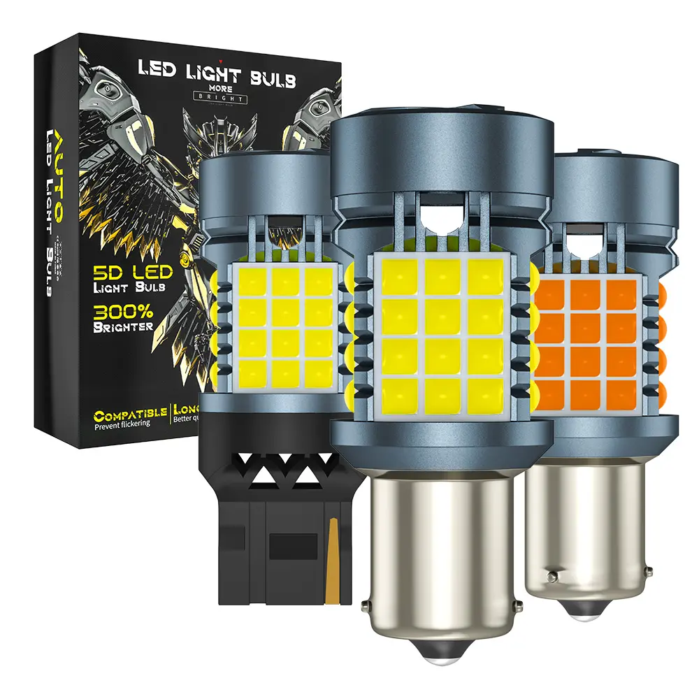 LIGHTOWL 2pcs אוטומטי Canbus הוביל הנורה 3030 1156 BAY15S T20 W21/5W 7440 LED נורות 48smd עבור הפעל אות אור רכב אור לבן