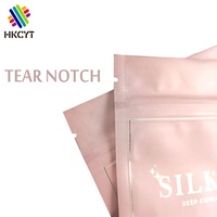 Pochette à fermeture éclair en mylar métallisé rose avec estampage à chaud doré personnalisé pour l'emballage cosmétique