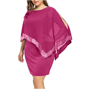 Vestidos <span class=keywords><strong>de</strong></span> Fiesta <span class=keywords><strong>de</strong></span> Manga Corta para Mujer Talla Grande, Vestido Tipo Suéter para Mujer - Product Image 4
